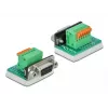 Delock D-Sub 9 bus naar 6-pin klemmenblok adapter met kartelschroeven en drukknop 66556