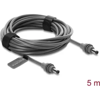 Delock DC 5,5 x 2,1 mm naar DC 5,5 x 2,1 mm kabel compatibel met Starlink Mini, 5 m grijs (91825)