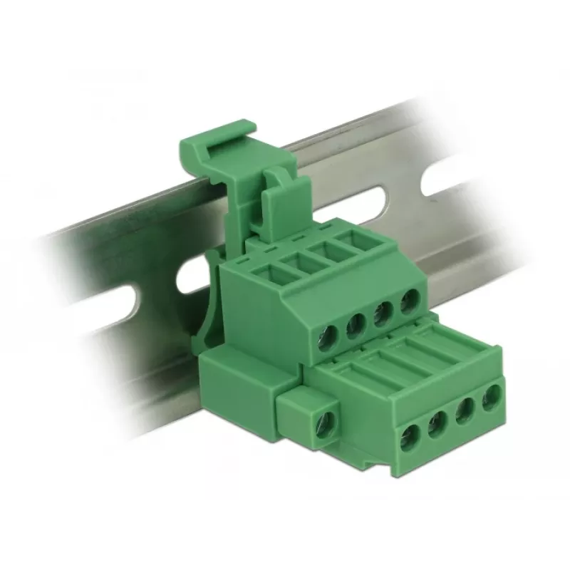 Delock 65936 DIN-rail klemmenblokset, 4-polig, schroefvergrendeling, groen