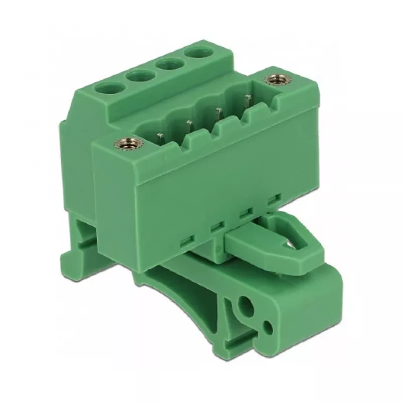 Delock 65936 DIN-rail klemmenblokset, 4-polig, schroefvergrendeling, groen