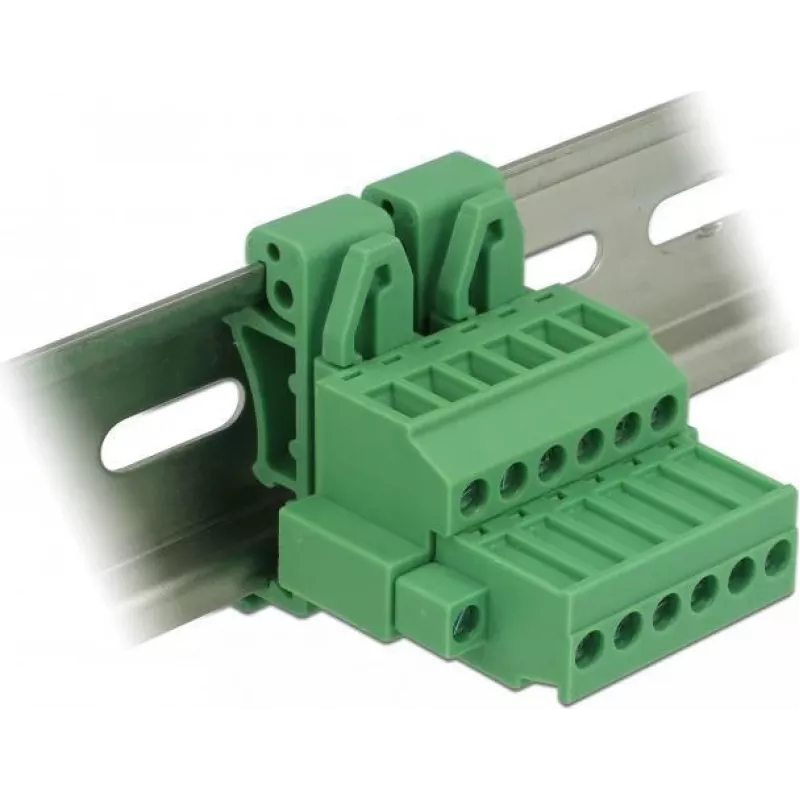 Delock 65942 DIN-rail klemmenblokset, 6-polig, schroefvergrendeling, groen