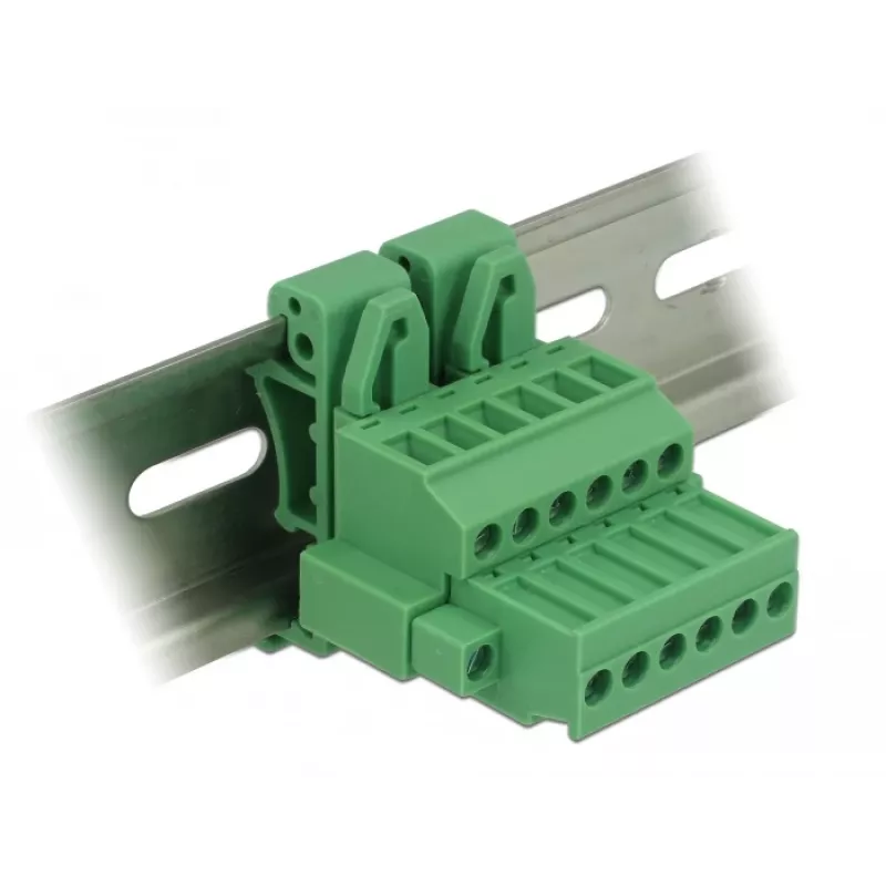 Delock 65942 DIN-rail klemmenblokset, 6-polig, schroefvergrendeling, groen