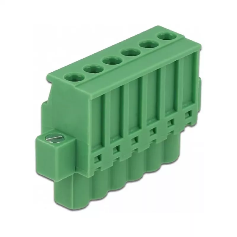 Delock 65942 DIN-rail klemmenblokset, 6-polig, schroefvergrendeling, groen