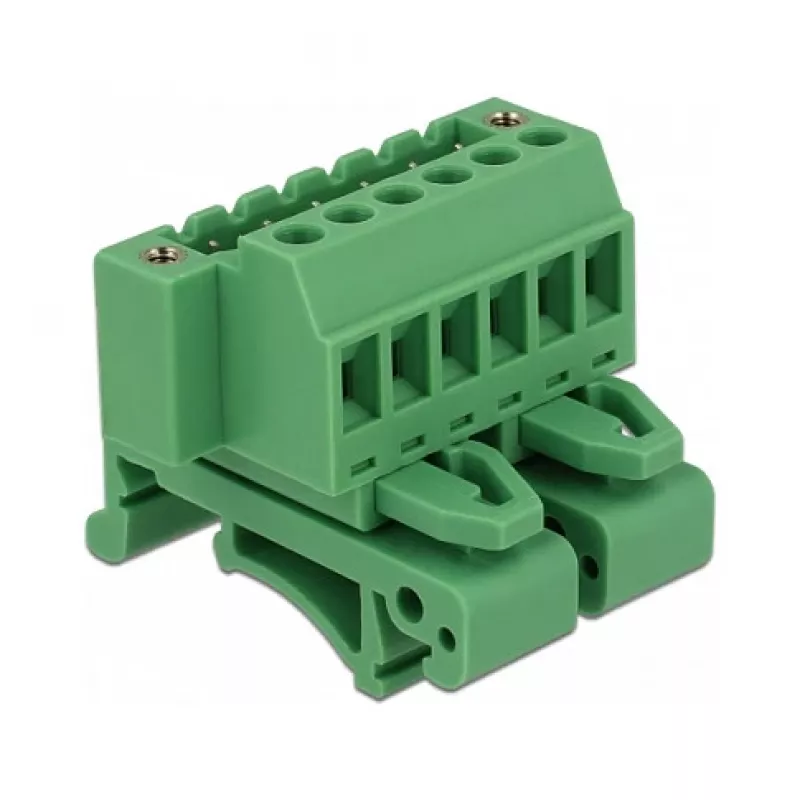 Delock 65942 DIN-rail klemmenblokset, 6-polig, schroefvergrendeling, groen