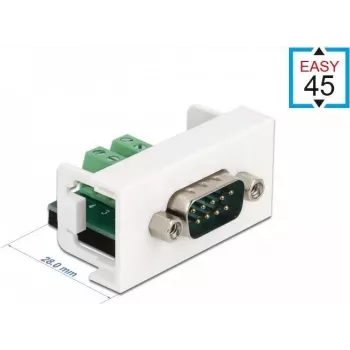 Delock Easy 45 snap-in-module D-Sub 9-polig stekker naar 10-polige klemmenstrook, wit RAL 9003 81351