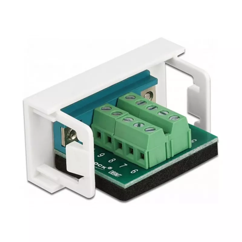 Delock Easy 45 snap-in-module D-Sub 9-polig stekker naar 10-polige klemmenstrook, wit RAL 9003 81351