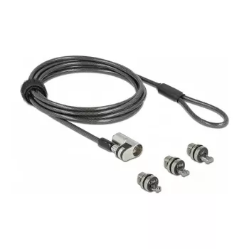 Delock Navilock notebook beveiligingskabel met 3 vergrendelingskoppen voor Kensington, Noble Wedge en Nano Slot (20676)
