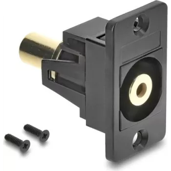 Delock paneelmontage 3,5 mm 3-pins jack-koppeling bus naar bus verguld zwart 91207