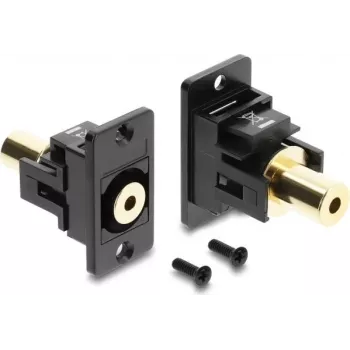 Delock paneelmontage 3,5 mm 4-pin bus-naar-bus jack-koppeling, verguld, zwart 91223