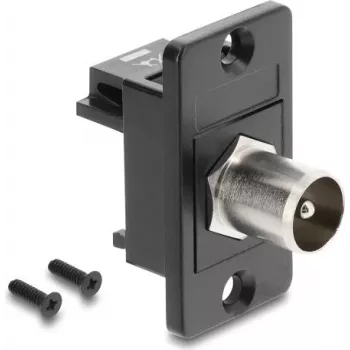 DELOCK inbouwadapter IEC C14 stekker naar F-bus, zwart 91204
