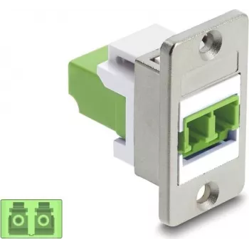 Delock paneelmontage LC Duplex koppeling multimode OM5 limoengroen zilver flens 91105