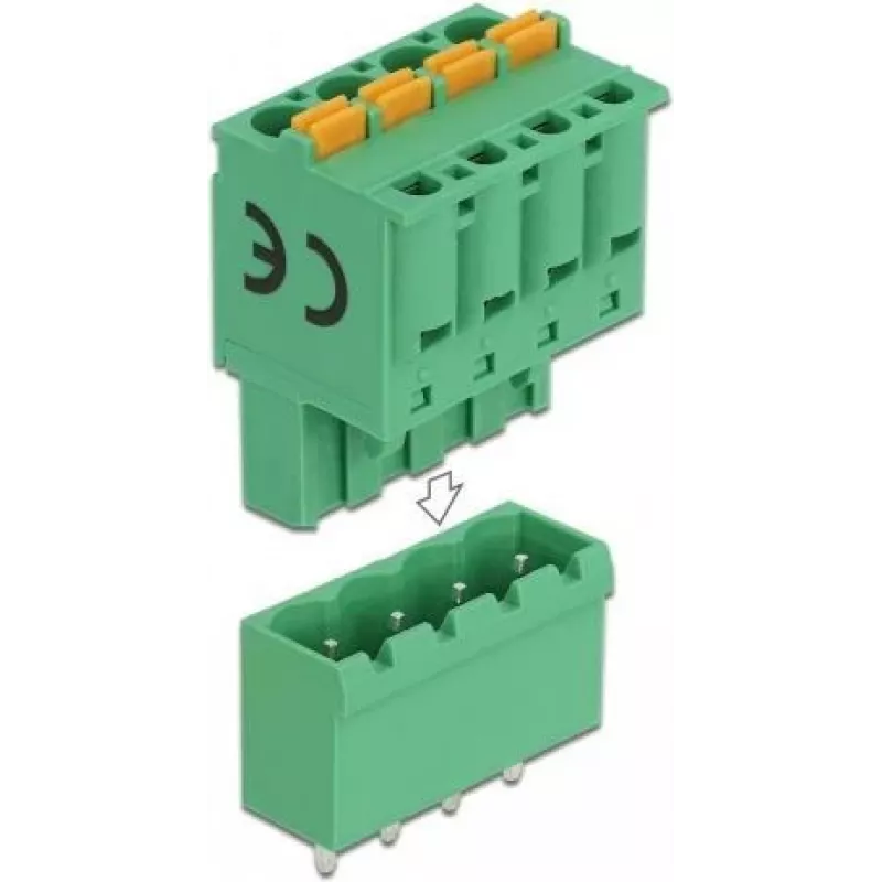 Delock PCB-aansluitklemmen set 4-polig 5,08 mm rastermaat verticaal (66501)