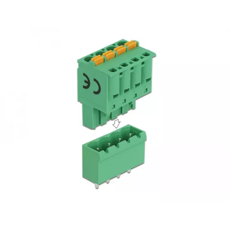 Delock PCB-aansluitklemmen set 4-polig 5,08 mm rastermaat verticaal (66501)