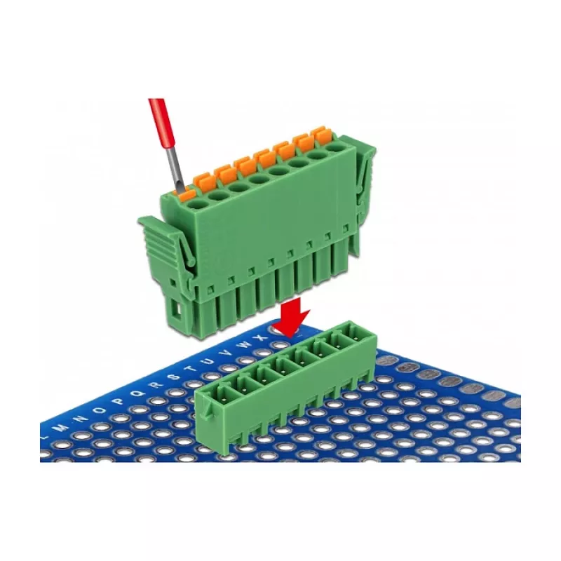 Delock PCB-klemmenblokset 8-polig 3,81 mm rastermaat verticaal groen (10 stuks) 65974