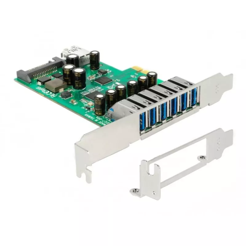 Delock PCI Express x1-kaart naar 6 x externe + 1 x interne USB 3.0