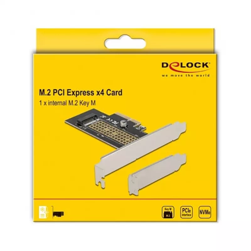 Delock PCI Express x4 kaart naar 1 x interne NVMe M.2 Key M 80 mm - Low Profile formaat 90047