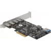 Delock PCI Express x4 kaart naar 4 x USB Type-C + 1 x USB Type-A - SuperSpeed USB 10 Gbps - low profile formaat, USB-controller