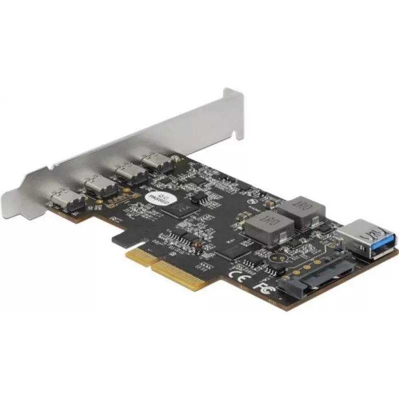 Delock PCI Express x4 kaart naar 4 x USB Type-C + 1 x USB Type-A - SuperSpeed USB 10 Gbps - low profile formaat, USB-controller