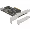 Delock PCI Express x4 kaart naar 4 x USB Type-C + 1 x USB Type-A - SuperSpeed USB 10 Gbps - low profile formaat, USB-controller