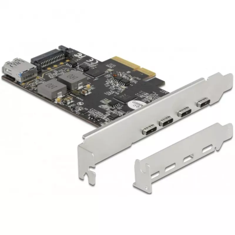 Delock PCI Express x4 kaart naar 4 x USB Type-C + 1 x USB Type-A - SuperSpeed USB 10 Gbps - low profile formaat, USB-controller
