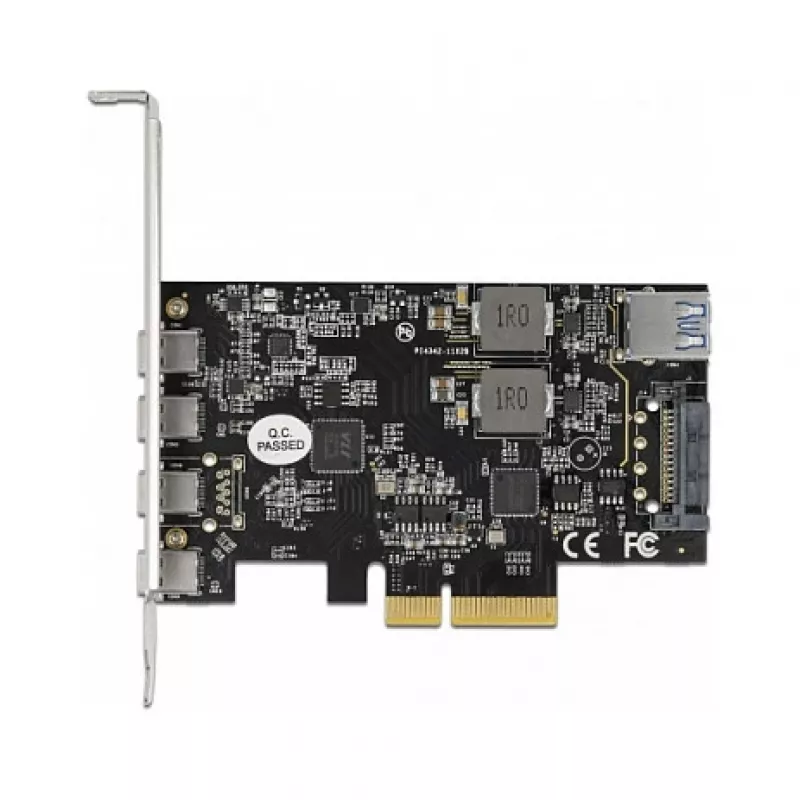 Delock PCI Express x4 kaart naar 4 x USB Type-C + 1 x USB Type-A - SuperSpeed USB 10 Gbps - low profile formaat, USB-controller
