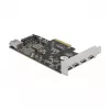 Delock PCI Express x4 kaart naar 4 x USB Type-C + 1 x USB Type-A - SuperSpeed USB 10 Gbps - low profile formaat, USB-controller