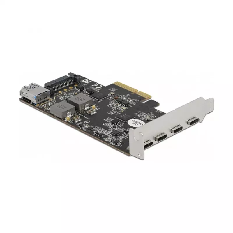Delock PCI Express x4 kaart naar 4 x USB Type-C + 1 x USB Type-A - SuperSpeed USB 10 Gbps - low profile formaat, USB-controller