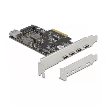 Delock PCI Express x4 kaart naar 4 x USB Type-C + 1 x USB Type-A - SuperSpeed USB 10 Gbps - low profile formaat, USB-controller
