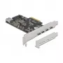Delock PCI Express x4 kaart naar 4 x USB Type-C + 1 x USB Type-A - SuperSpeed USB 10 Gbps - low profile formaat, USB-controller