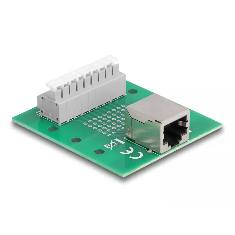 Delock RJ45 bus naar klemmenblok met drukknop voor DIN-rail 66992