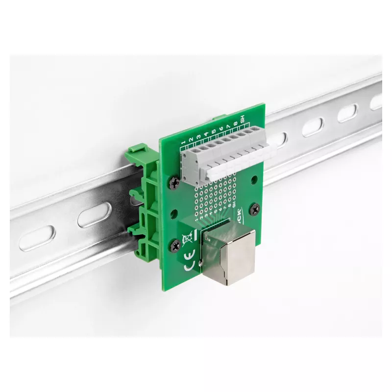 Delock RJ45 bus naar klemmenblok met drukknop voor DIN-rail 66992