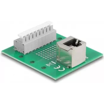 Delock RJ45-bus naar klemmenblok met drukknop voor DIN-rail haaks (66993)
