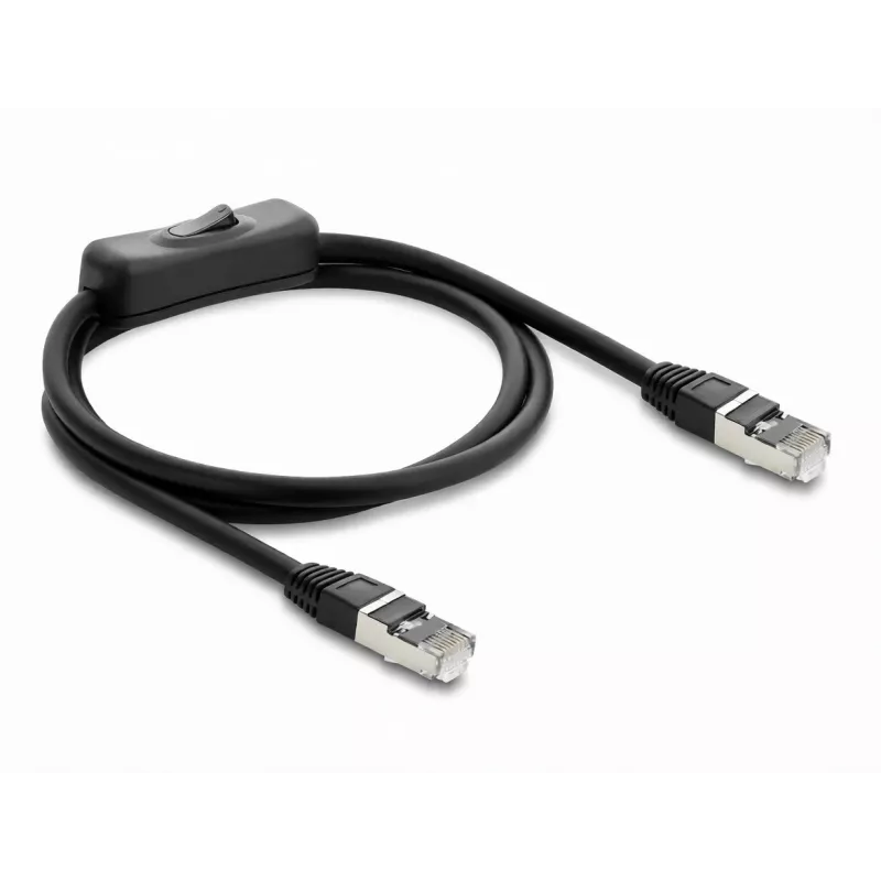 Delock RJ45 patchkabel Cat.6 F/UTP 1 m zwart met schakelaar