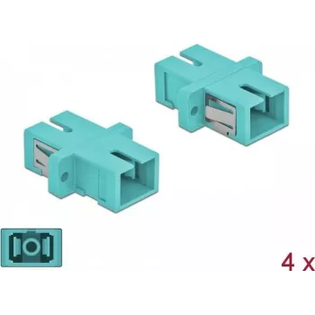 DeLOCK SC multimode OM3 glasvezelkoppeling, simplex, lichtblauw, 4-pack 85994