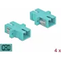 DeLOCK SC multimode OM3 glasvezelkoppeling, simplex, lichtblauw, 4-pack 85994
