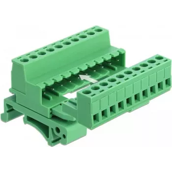DELOCK klemmenblok-set voor DIN-rail 10-polig met 5,08 mm rastermaat haaks