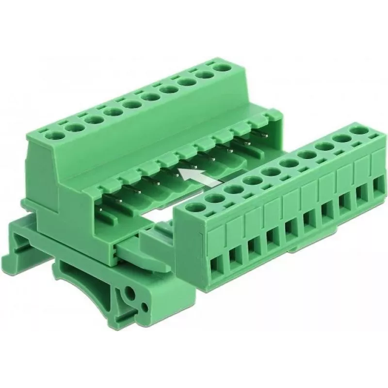 DELOCK klemmenblok-set voor DIN-rail 10-polig met 5,08 mm rastermaat haaks