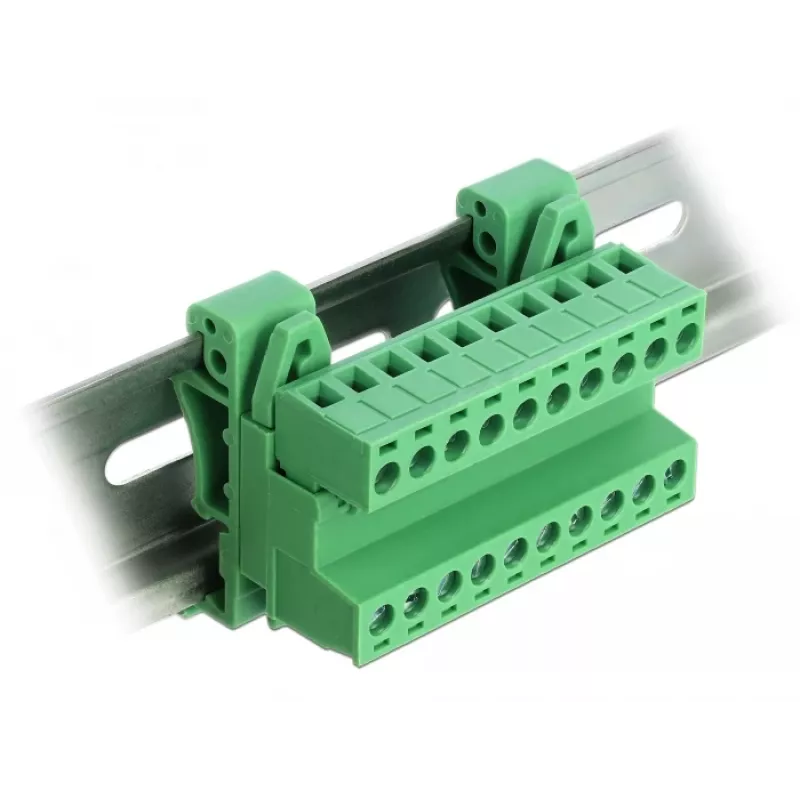 DELOCK klemmenblok-set voor DIN-rail 10-polig met 5,08 mm rastermaat haaks