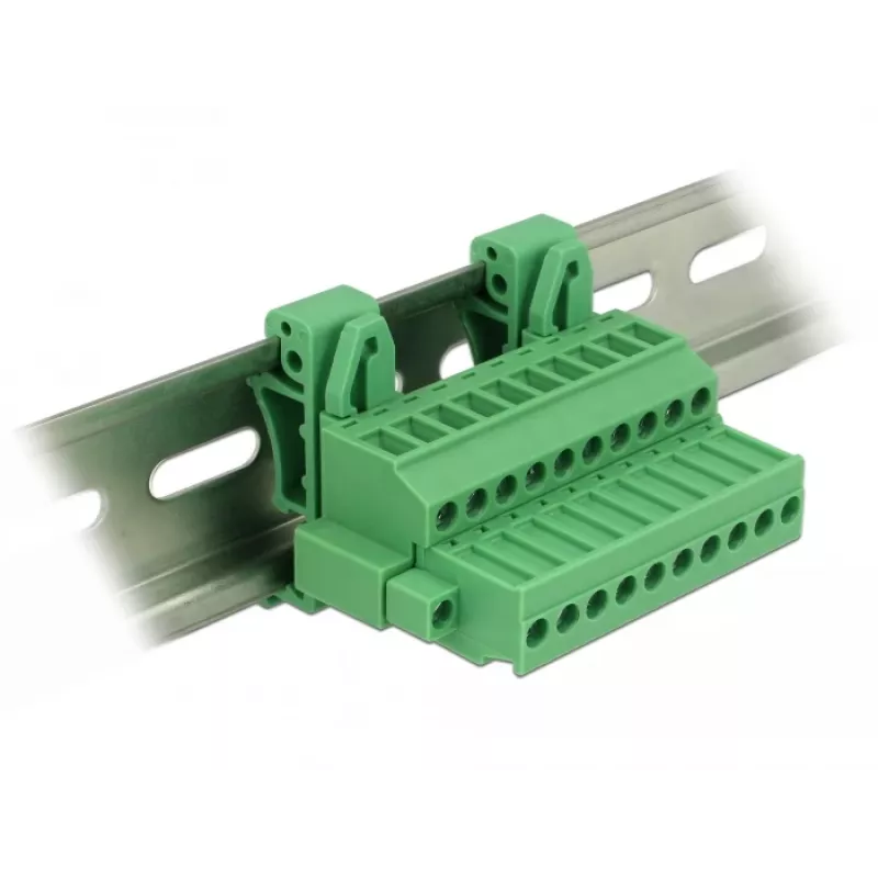 DELOCK klemmenblokset voor DIN-rail 10-polig met schroefvergrendeling