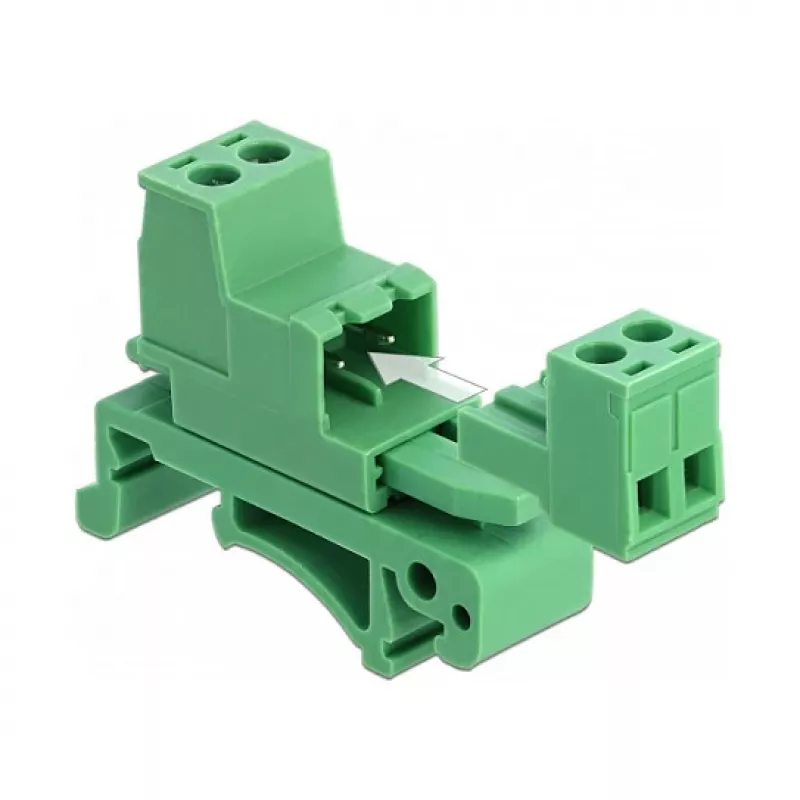 DELOCK klemmenblokset voor DIN-rail 2-polig rastermaat 5,08 mm haaks