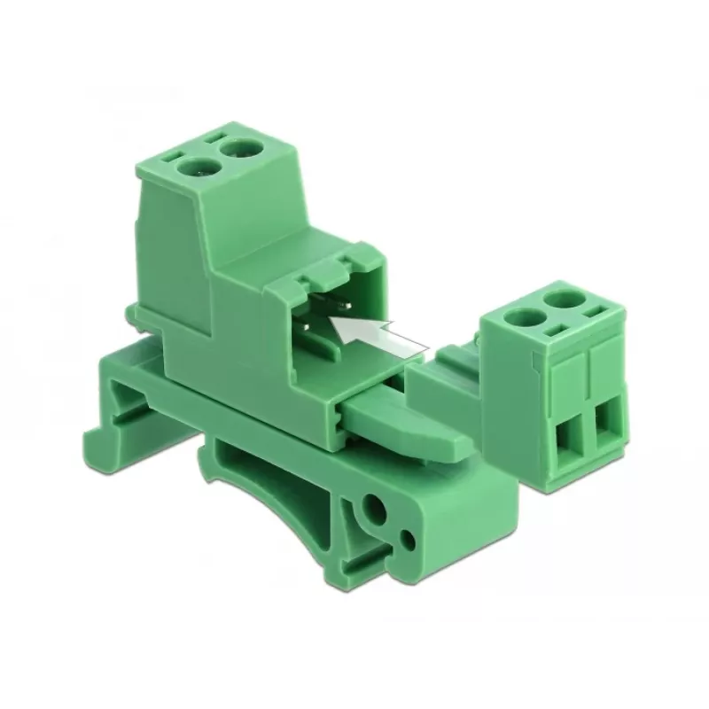 DELOCK klemmenblokset voor DIN-rail 2-polig rastermaat 5,08 mm haaks