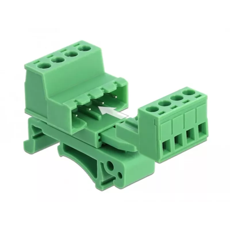 DeLOCK klemmenblokset voor DIN-rail 4-polig met 5,08 mm rastermaat haaks