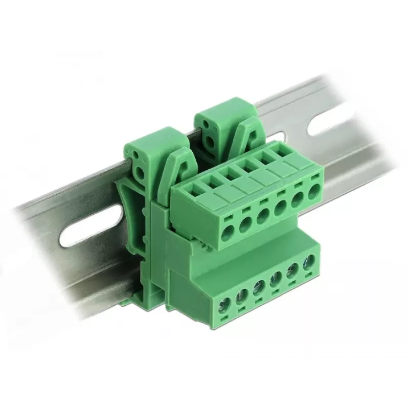 Delock klemmenblokset voor DIN-rail 6-polig met 5,08 mm rastermaat haaks