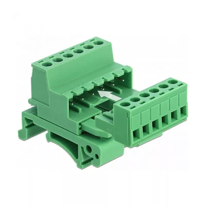 Delock klemmenblokset voor DIN-rail 6-polig met 5,08 mm rastermaat haaks