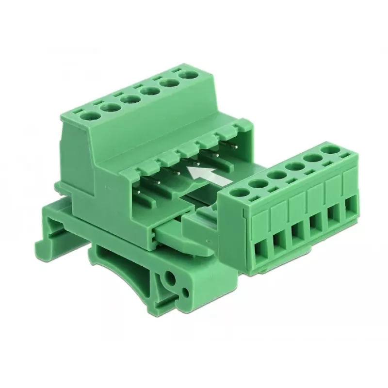 Delock klemmenblokset voor DIN-rail 6-polig met 5,08 mm rastermaat haaks