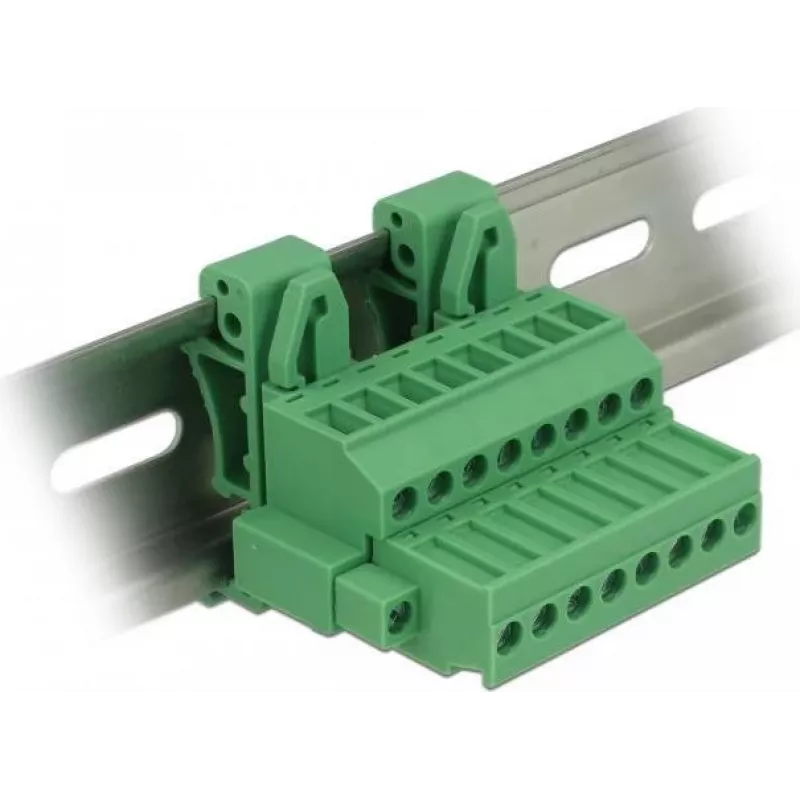 Delock klemmenblokset voor DIN-rail 8-polig met schroefbeveiliging