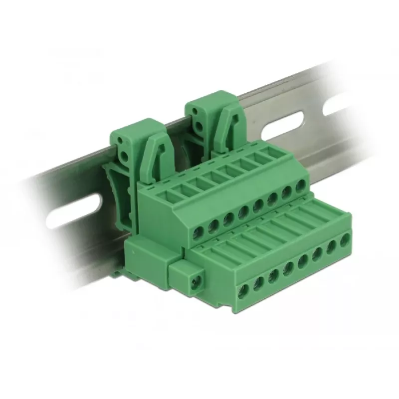 Delock klemmenblokset voor DIN-rail 8-polig met schroefbeveiliging