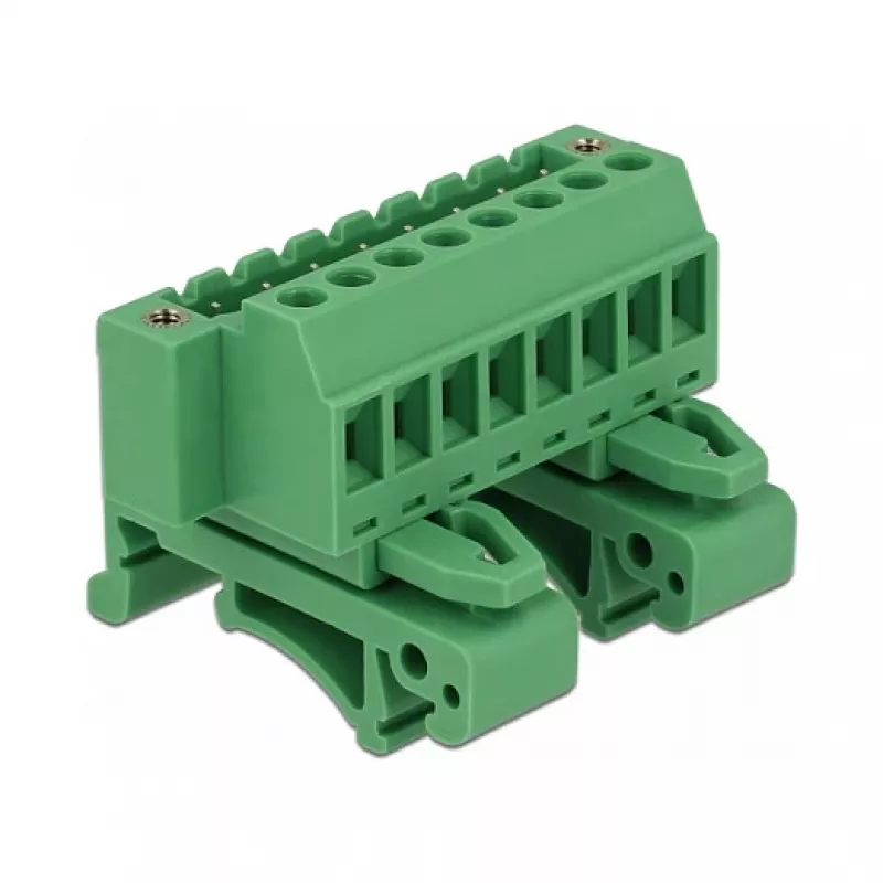 Delock klemmenblokset voor DIN-rail 8-polig met schroefbeveiliging