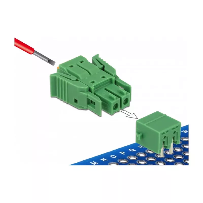 Delock klemmenblokset voor printplaat 2-polig 3,81 mm rastermaat horizontaal 65952