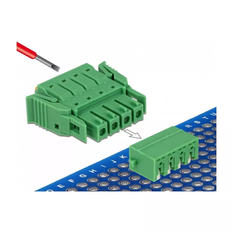 Delock klemmenblokset voor printplaat 4-polig 3,81 mm rastermaat horizontaal (65954)